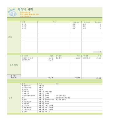 예산|베이비 샤워 계획표